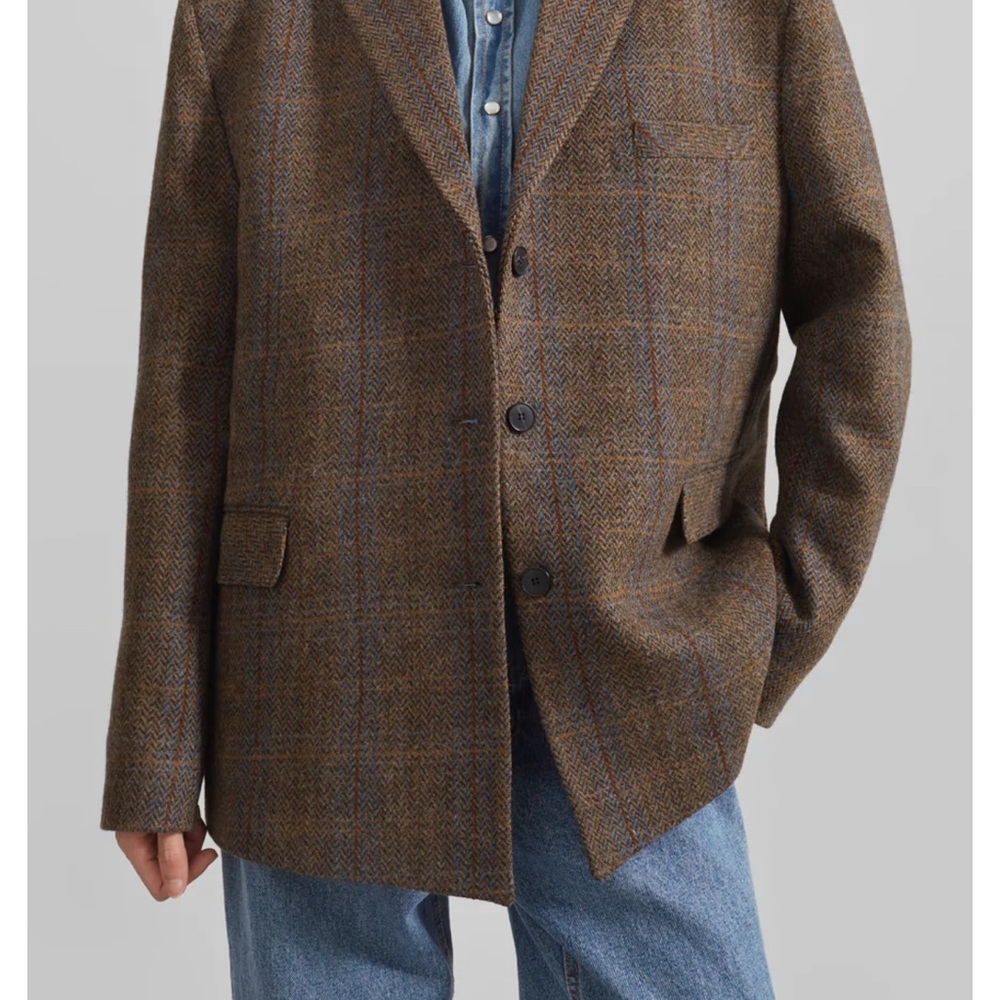 Frankie Shop Brown Plaid Blazer